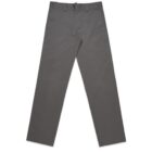 Gray straight-leg pants laid flat on a white background.