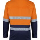 Orange and navy long-sleeve work shirt with silver reflective stripes on the back.
