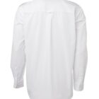 Back view of a white long-sleeve dress shirt. The shirt has a classic collar, buttoned cuffs, and a slightly curved hem. The material appears smooth and crisp, suitable for formal or business wear.