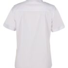 Short-sleeved white button-up shirt shown from the back, featuring a straight hem and classic collar. The shirt has simple lines with no visible patterns or embellishments.