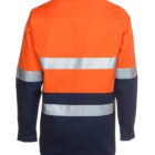 High-visibility orange and navy work shirt with reflective silver stripes on the back and sleeves.