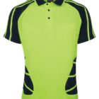 Bright yellow-green polo shirt with black accents and a front chest pocket.