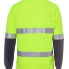 Yellow high-visibility long-sleeve shirt with reflective stripes, shown from the back.