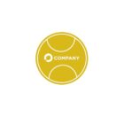 A yellow, stylized tennis ball graphic with the word COMPANY in white capital letters centered on it. The ball has curved white lines, and a small abstract logo is next to the text. The background is white.