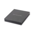 Closed black gift box with Antonio Miro logo on the lid, on a white background.
