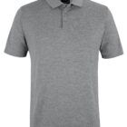 Plain gray short-sleeve polo shirt with a collar and three buttons.
