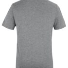 Back view of a plain gray short-sleeve polo shirt with a collar.