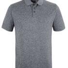 Plain grey short-sleeve polo shirt with a collar and three buttons.