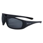 Black wraparound sunglasses with JBs wear logo on the side of the frame.
