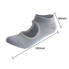 A single gray no-show sock with dimensions labeled: 185mm in length and 60mm in height. The sock has a visible elastic band around the ankle. The design is simple and seamless.