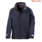 Navy blue zip-up jacket with collar and Result logo in the top right corner.