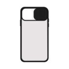 Black phone case with a sliding camera cover, shown against a white background.