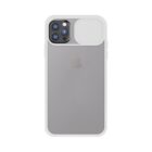Gray smartphone with a white case and a sliding camera cover over the top left corner.