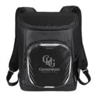 Black backpack with Cornerstone Hospital logo on the front pocket.