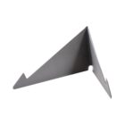 Gray metal triangular wall bracket with grooved edges against a white background.