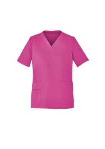 CareVibe Unisex Pink V-Neck Scrub Top