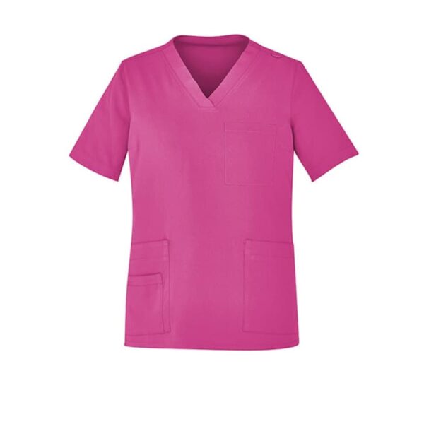 CareVibe Unisex Pink V-Neck Scrub Top