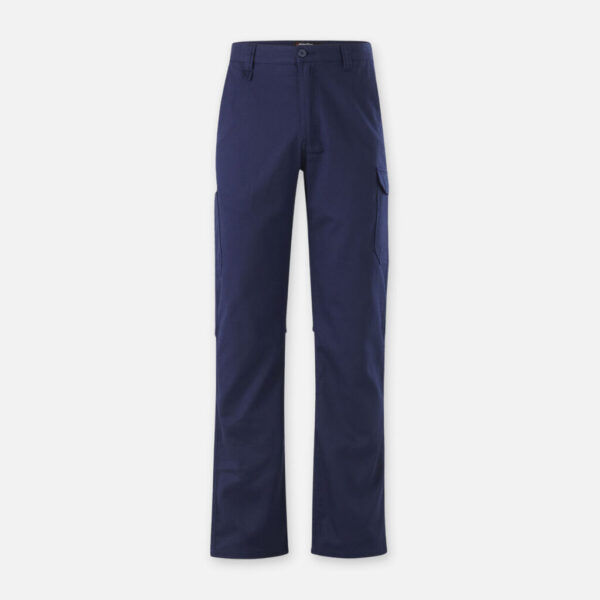 Explorer Shield cargo pants in navy blue with side pockets on a white background.