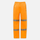 Bright orange Explorer Shield pants with dual horizontal leg reflective stripes.