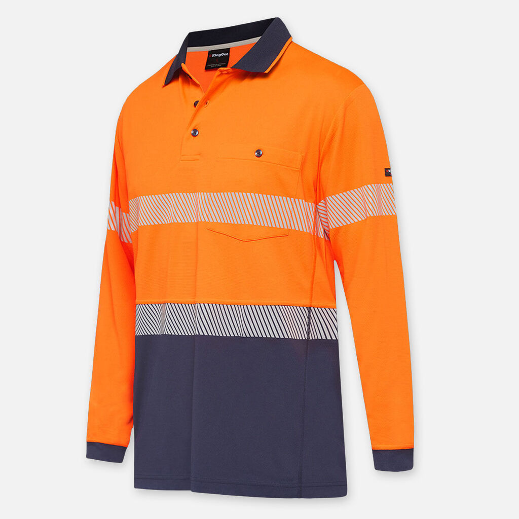 Explorer Shield hi-vis work shirt with long sleeves, chest pocket, and reflective stripes.