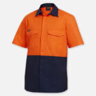 Explorer Shield short-sleeve two-tone work shirt with chest pockets.