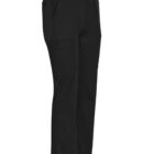 Black straight-leg cargo scrub pants with side pockets, shown from the left side.