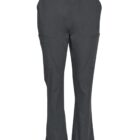 Dark gray medical scrub pants with drawstring waist and side pockets, displayed on white background.