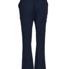 Navy blue pants with pockets, viewed from the back.