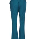 Teal blue scrub pants with an elastic waistband and multiple pockets, shown from the back.