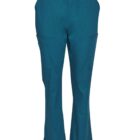 Teal blue scrub pants with pockets and a drawstring waist, displayed on a white background.