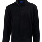 Black long-sleeve fleece pullover with a quarter zip and stand-up collar.