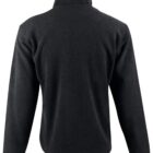 Black fleece jacket shown from the back, featuring long sleeves and a high collar.