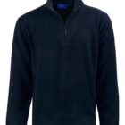 Black long-sleeve fleece pullover with a quarter zip and stand-up collar.