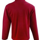 Back view of a long-sleeved, red fleece jacket with a high collar.
