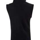 Black sleeveless fleece vest shown from the back, with a high collar and no visible details.