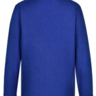Back view of a long-sleeve royal blue polo shirt with a collar.