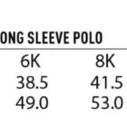 Size chart for kids polo: chest and body length measurements for sizes 4K to 14K.