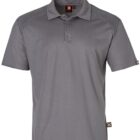 Gray short-sleeve collared polo shirt with subtle shoulder detailing, displayed on a plain background.