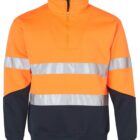 Bright orange and navy high-visibility pullover with reflective silver stripes.