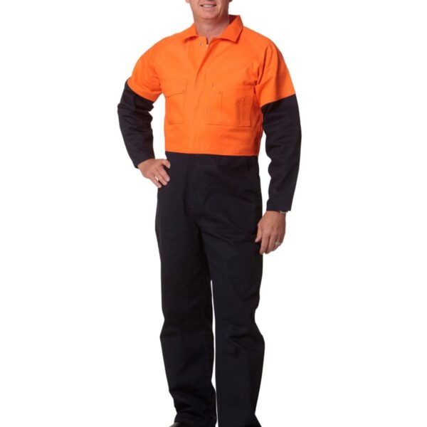 Hi-Vis Two Colour Men's Cotton Drill Coverall-Regular