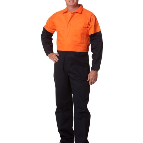 Hi-Vis Two Colour Men's Cotton Drill Coverall