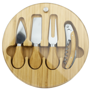 Trekk Round Bamboo Glass Cheese Set