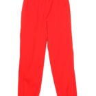 Bright red sweatpants with elastic cuffs and waistband, displayed on a white background.