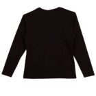 Black long-sleeve shirt displayed flat with the back side facing up.
