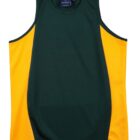 Green and yellow sleeveless athletic tank top with color-block side panels.