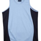 Light blue sleeveless athletic shirt with black side panels, laid flat on a white background.