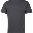 Plain dark gray short-sleeve t-shirt on a white background.