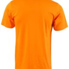 Back view of a plain orange short-sleeve t-shirt on a white background.