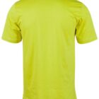 Back view of a plain short-sleeve yellow t-shirt against a white background.