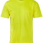 Bright yellow short-sleeved t-shirt displayed on a plain white background.